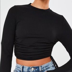Black Long Sleeve Ruched Side Medium (New)